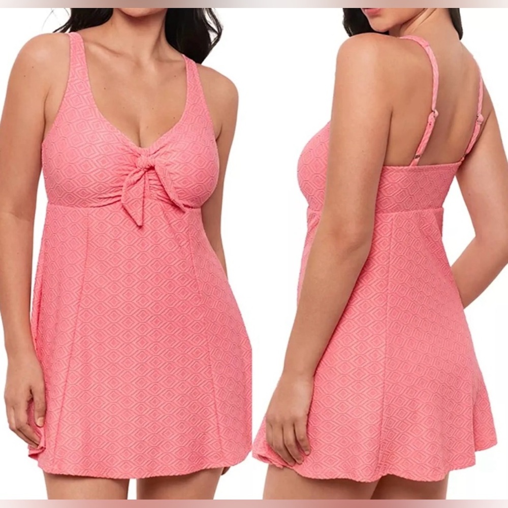 Swim Solutions Tummy Control Bow Front Swim Dress NWT Sz 18